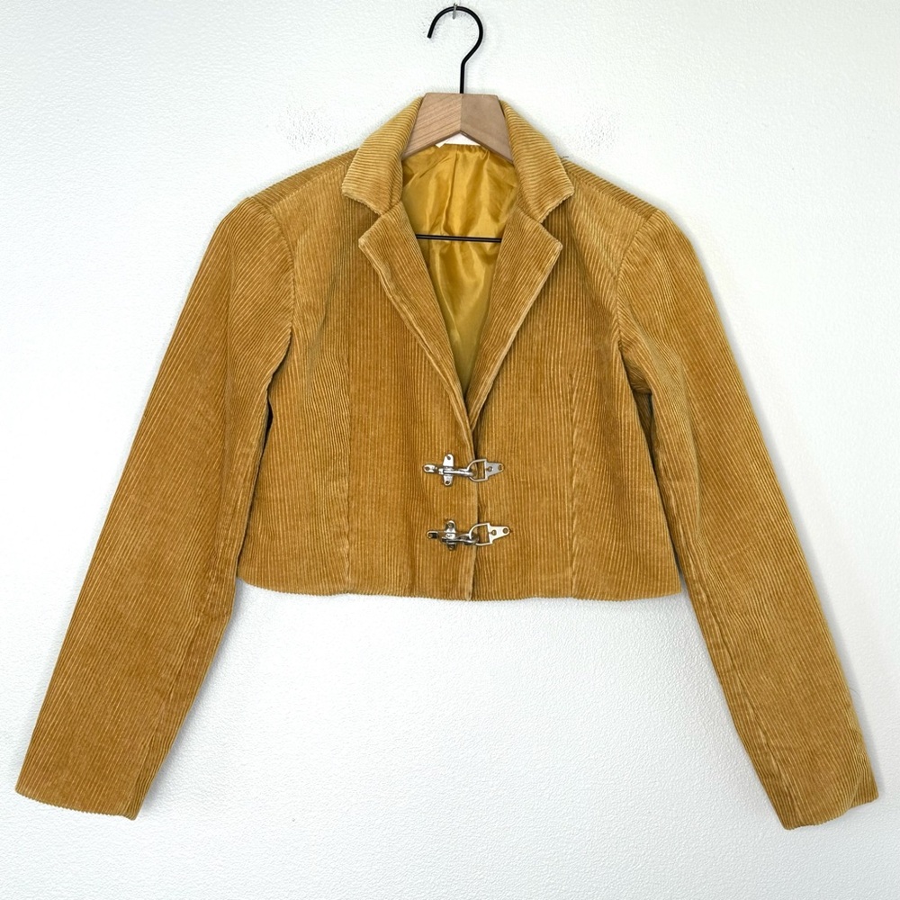 Eggie Cropped Corduroy Jacket Sz XS 100% Cotton Tan/Gold 70s 60s Blazer